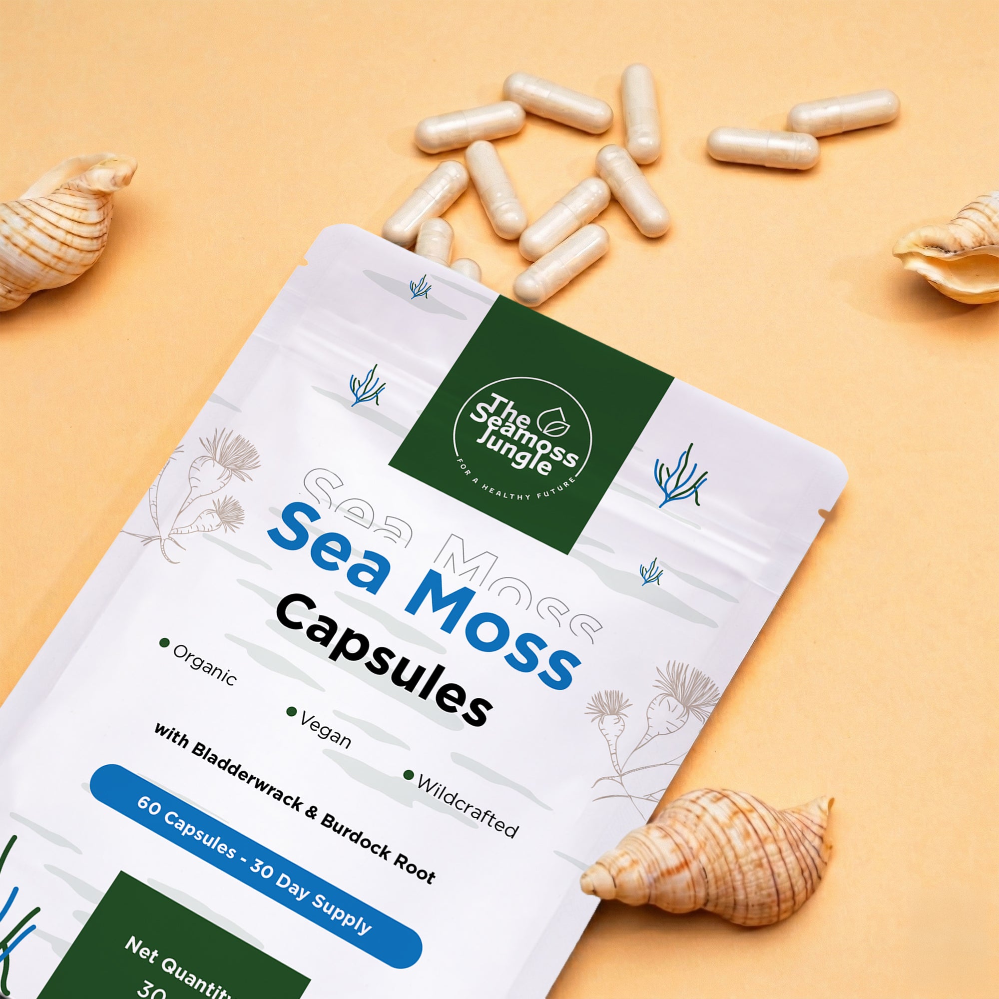 Sea Moss Kapseln mit Bladderwrack & Burdock Root