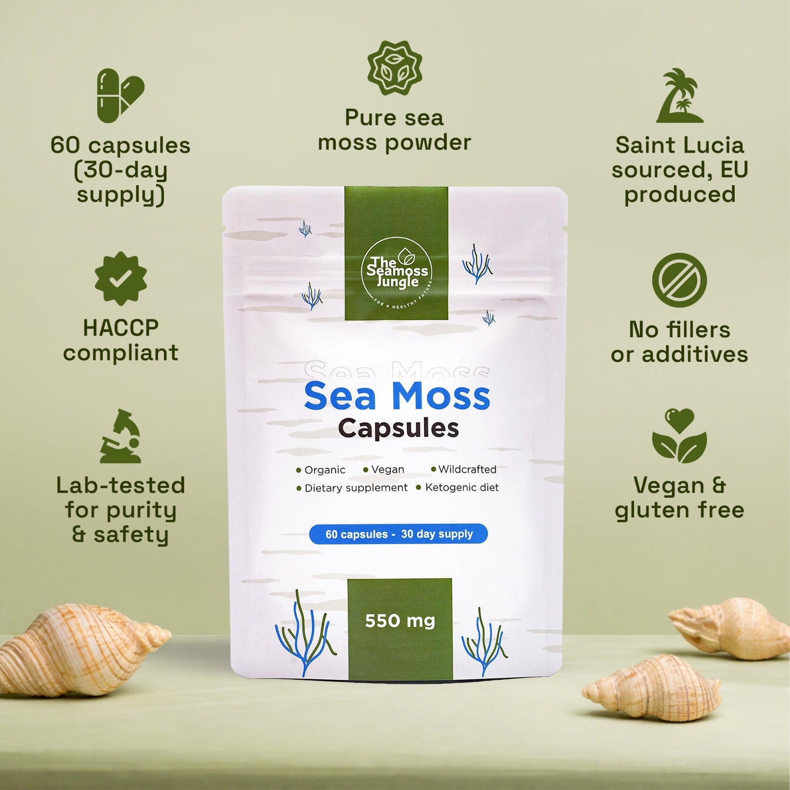 Sea Moss Kapseln mit Bladderwrack & Burdock Root